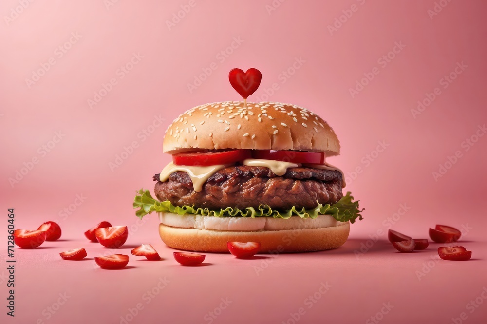 Hamburger with Valentine theme Hamburger with Valentine theme