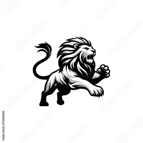 Vector Logo of a Charging Lion. Symbolizing Strength, Leadership, and Nobility. Versatile Design Perfect for Logos, Branding, and Marketing Initiatives. High Quality Illustration on white background.