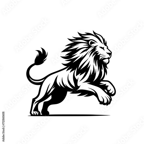 Vector Logo of a Charging Lion. Symbolizing Strength, Leadership, and Nobility. Versatile Design Perfect for Logos, Branding, and Marketing Initiatives. High Quality Illustration on white background.