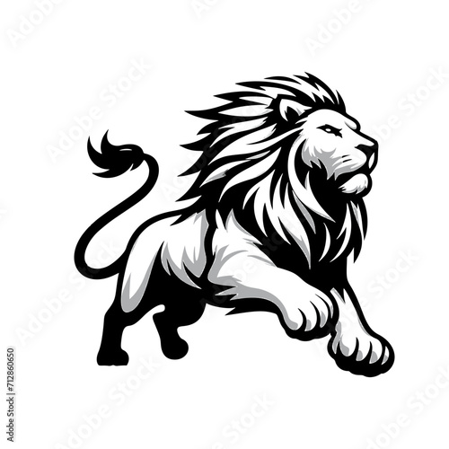 Vector Logo of a Charging Lion. Symbolizing Strength  Leadership  and Nobility. Versatile Design Perfect for Logos  Branding  and Marketing Initiatives. High Quality Illustration on white background.