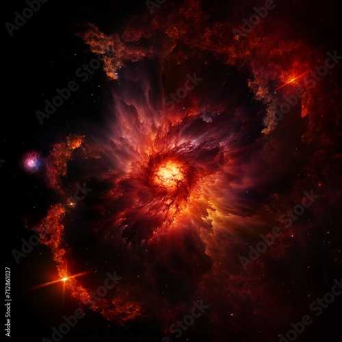 A nebula with stars and lightning