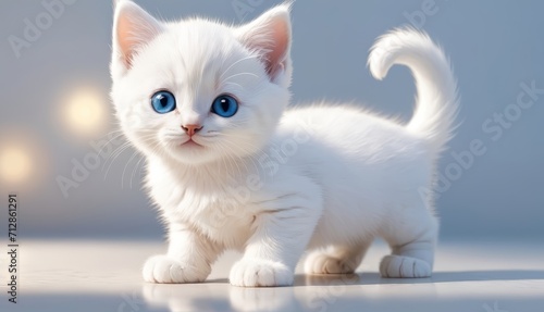 itten big cute blue eyes, illuminates the kitten eyes, reflecting wonder and joy photo