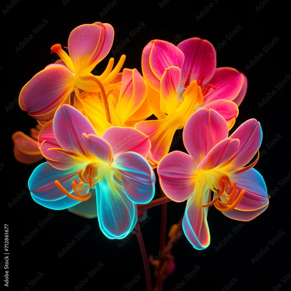 Fototapeta premium Generative AI Bladder senna Flower neon Color illustration photo