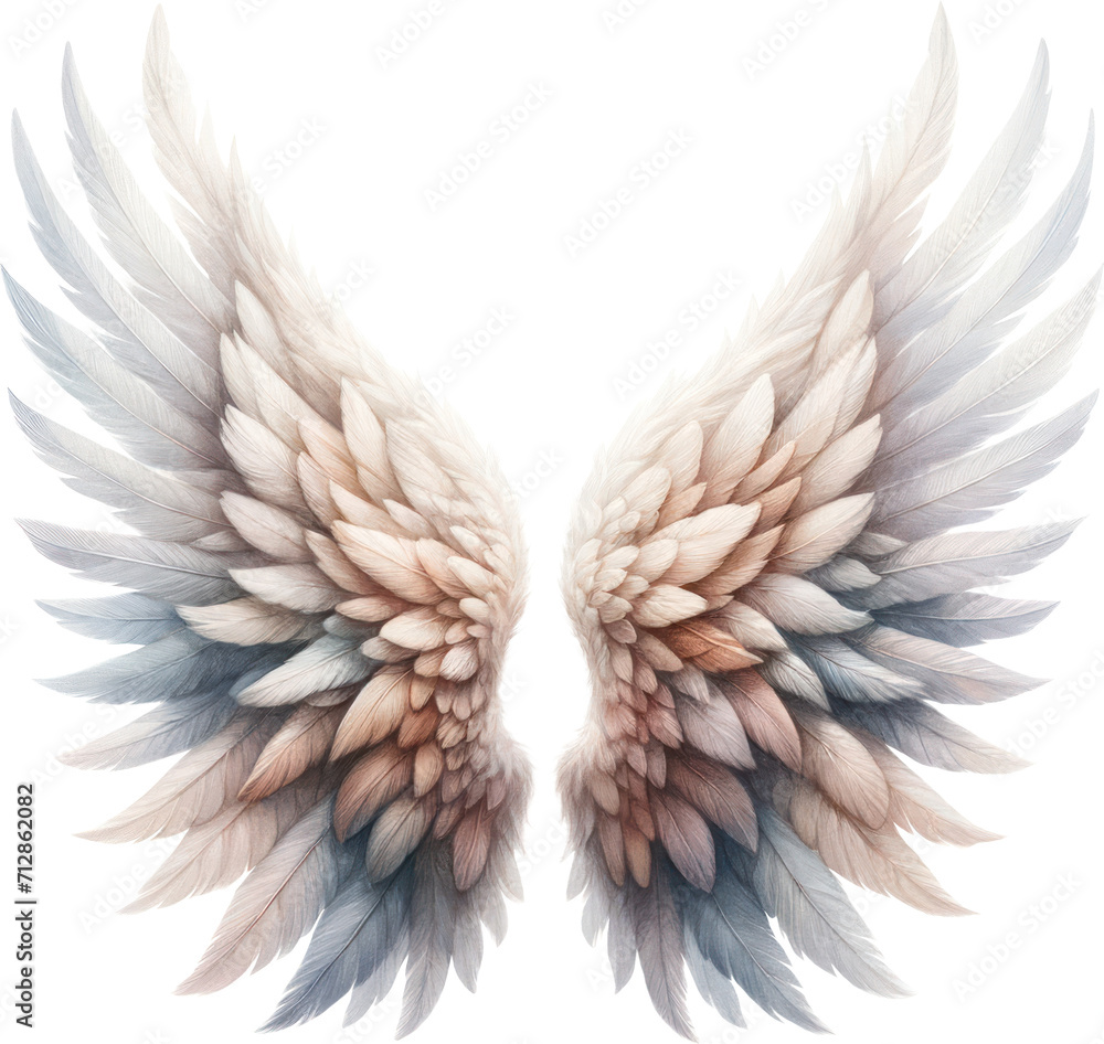 Obraz premium Angel Wings, A watercolor painting of angel wings, PNG Clipart Transparent Background