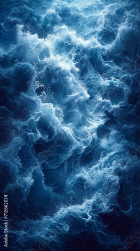 A stormy sea-themed liquid abstract 3D extrusion, with deep blues and grays, capturing the power of ocean waves.