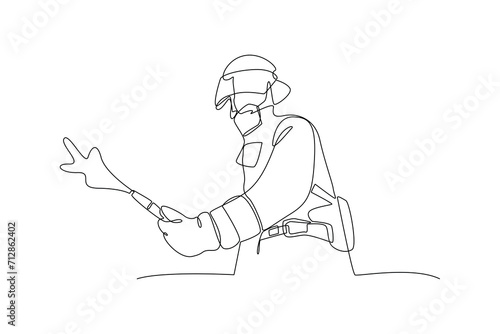One continuous line drawing of First aid, emergency concept. Doodle vector illustration in simple linear style.