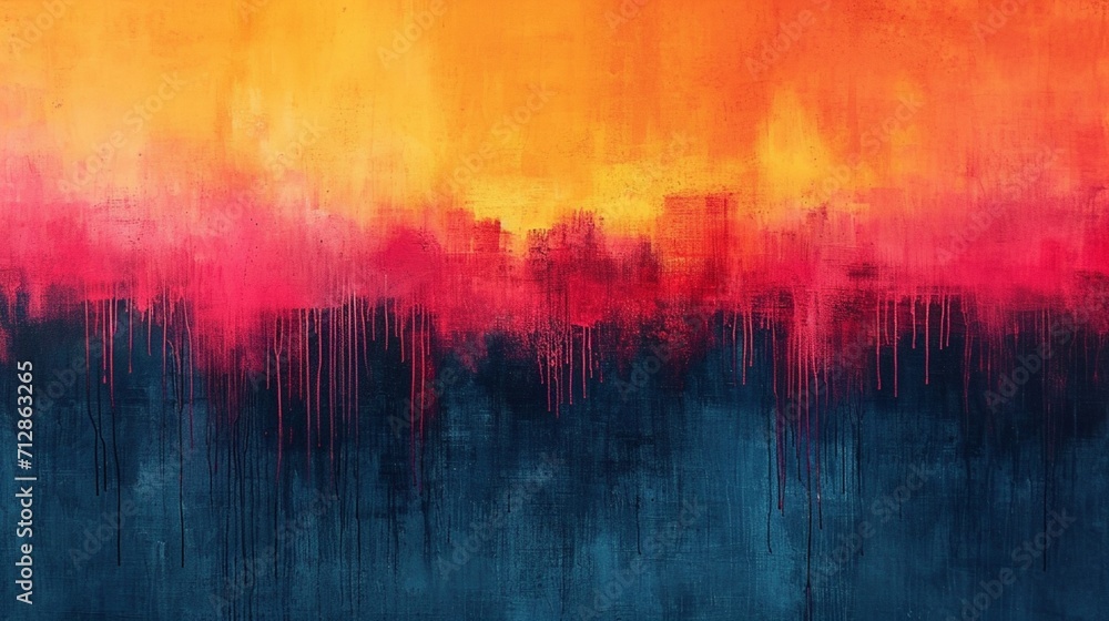 A vibrant abstract canvas merging shades of tangerine and cerulean, creating an energizing yet simple gradient, free from human representation or recognizable scenery.