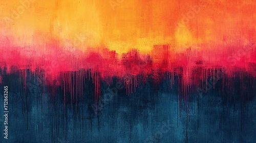 A vibrant abstract canvas merging shades of tangerine and cerulean, creating an energizing yet simple gradient, free from human representation or recognizable scenery.