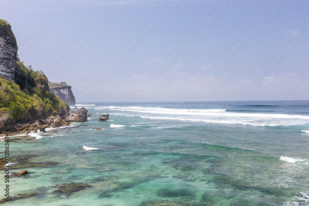 Reef and surf in Uluwatu, Bali, Indonesia.