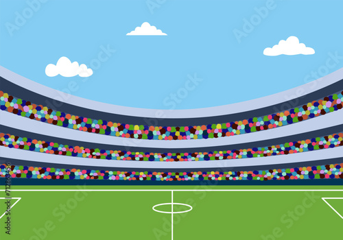 Empty football stadium in flat design vector illustration.