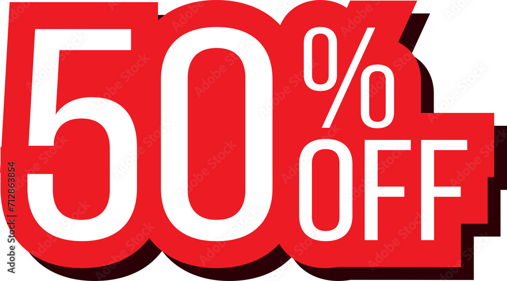 Red 50 percent off discount promotion Red 50 percent off discount promotion