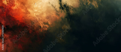 A vibrant masterpiece ignites with fiery hues, engulfing the canvas in a mesmerizing display of smoke and light © Daniel