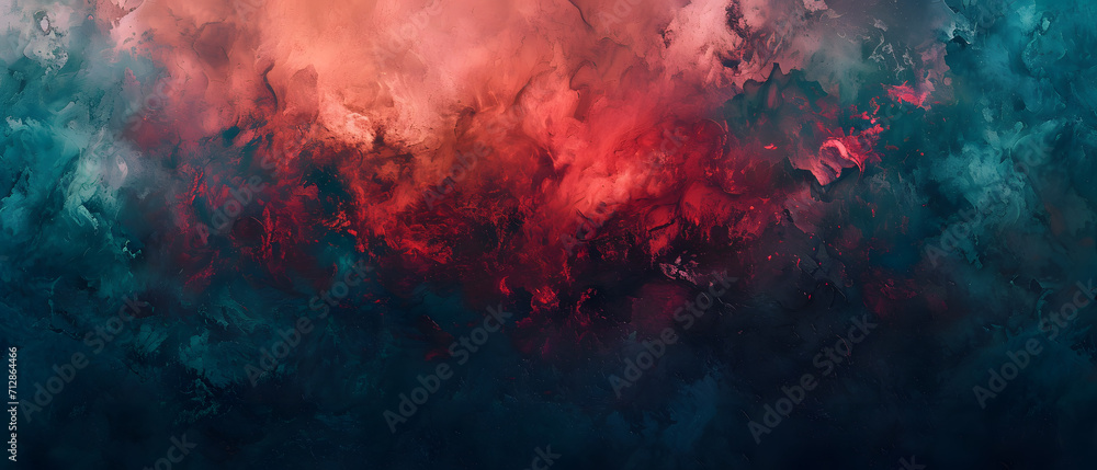 A vibrant and captivating abstract painting filled with a swirling red and blue smoke, exuding a sense of colorfulness and artistic expression