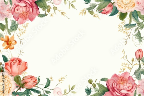 Illustration of a classic Mughal garden frame for wedding invitations. Generative AI photo