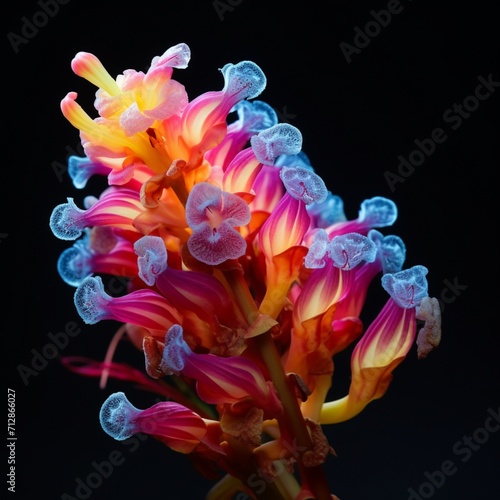 Generative AI Broomrape Flower neon Color illustration photo