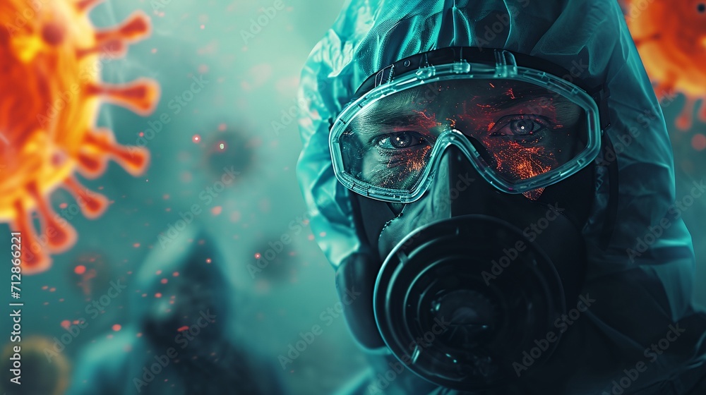 a man wearing a gas mask - obrazy, fototapety, plakaty 