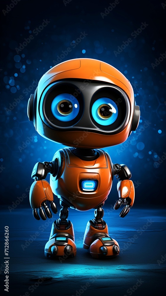 cute range robot, adorable design with blue eyes and backlight - vertical graphics and mobile wallpaper cute range robot, adorable design with blue eyes and backlight - vertical graphics and mobile wallpaper