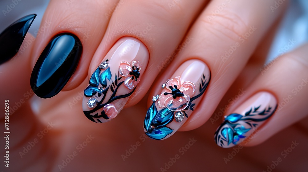 a woman's hand with a manicure a woman's hand with a manicure