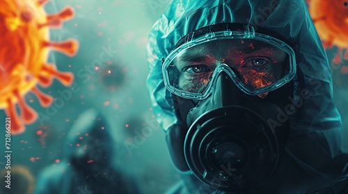 a man wearing a gas mask photo