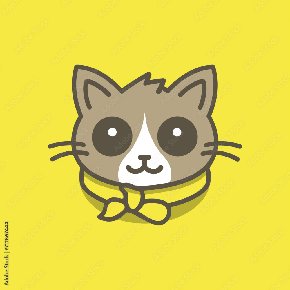minimalist and adorable vector logo with a stylized cat