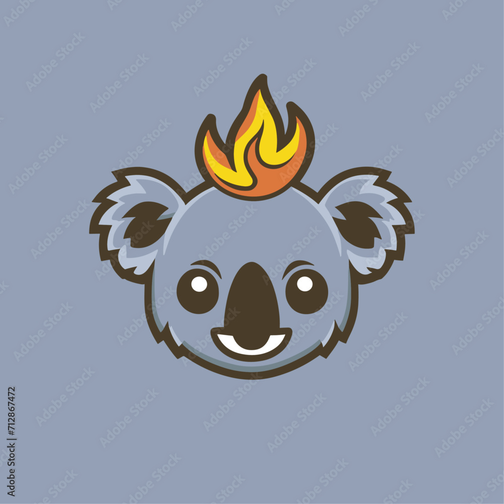 Naklejka premium cute and sleek vector logo of a koala with Fire