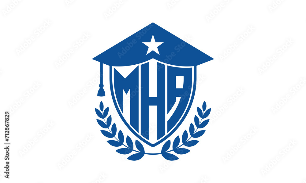 MHA three letter iconic academic logo design vector template. monogram, abstract, school, college, university, graduation cap symbol logo, shield, model, institute, educational, coaching canter, tech MHA three letter iconic academic logo design vector template. monogram, abstract, school, college, university, graduation cap symbol logo, shield, model, institute, educational, coaching canter, tech