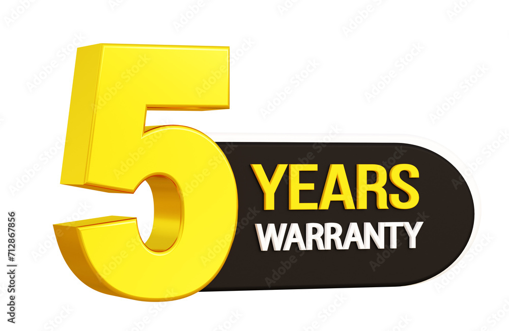 Golden 5 years warranty 3d design Golden 5 years warranty 3d design