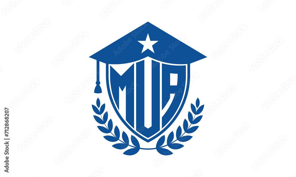 MUA three letter iconic academic logo design vector template. monogram, abstract, school, college, university, graduation cap symbol logo, shield, model, institute, educational, coaching canter, tech MUA three letter iconic academic logo design vector template. monogram, abstract, school, college, university, graduation cap symbol logo, shield, model, institute, educational, coaching canter, tech