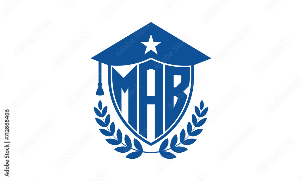 MAB three letter iconic academic logo design vector template. monogram, abstract, school, college, university, graduation cap symbol logo, shield, model, institute, educational, coaching canter, tech MAB three letter iconic academic logo design vector template. monogram, abstract, school, college, university, graduation cap symbol logo, shield, model, institute, educational, coaching canter, tech