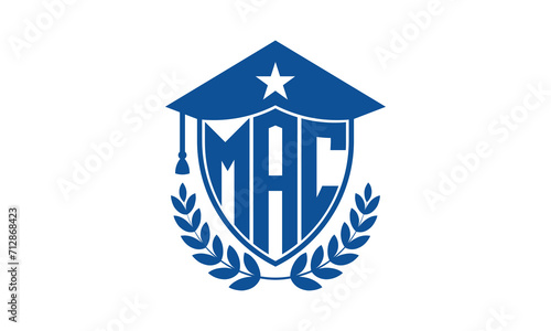 MAC three letter iconic academic logo design vector template. monogram, abstract, school, college, university, graduation cap symbol logo, shield, model, institute, educational, coaching canter, tech