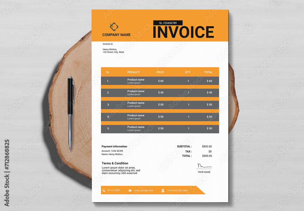 Minimal Corporate Business Invoice Template Stock Template | Adobe Stock