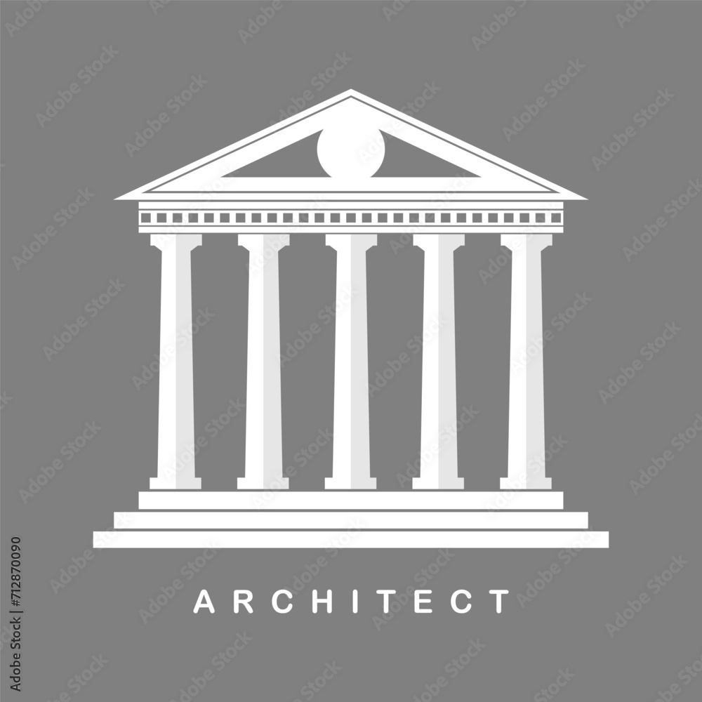 Fototapeta premium Architecture greek building symbol. ancient monument icon. University Icon. Bank Icon.