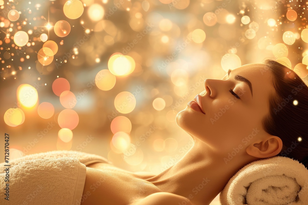 Beautiful woman enjoying spa salon procedure Beautiful woman enjoying spa salon procedure