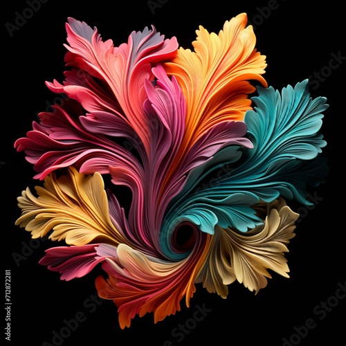 Acanthus Flower neon Color AI Generated pictures