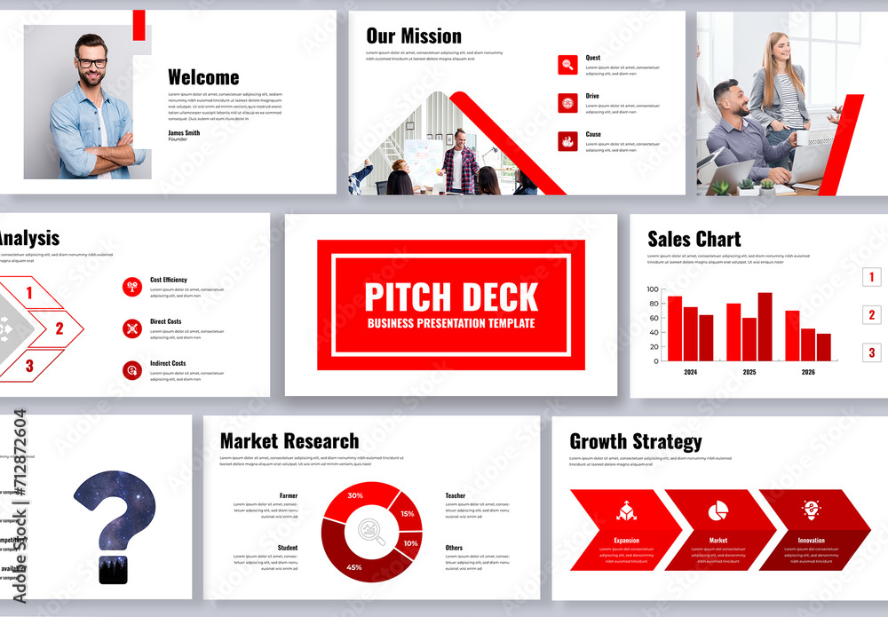 Pitch Deck Presentation Design Template Stock Template | Adobe Stock