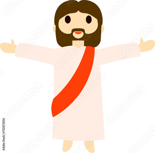 Jesus Christ Opening Arms And Flying