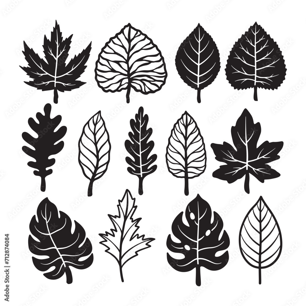 Set of leaf silhouette vector Set of leaf silhouette vector