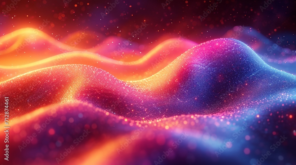 Curved, glossy neon wave in 3D with a holographic effect. Colorful, abstract background for depth. Sharp HD realism. Curved, glossy neon wave in 3D with a holographic effect. Colorful, abstract background for depth. Sharp HD realism.