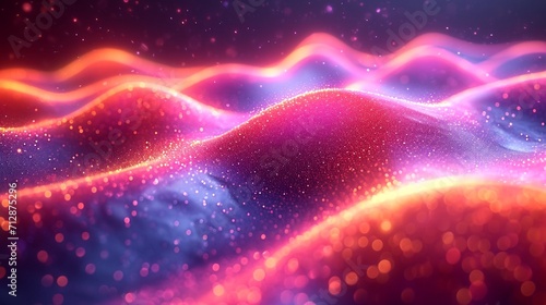 Dynamic 3D-rendered neon wave, iridescent and holographic. Colorful, abstract background with HD camera clarity.
