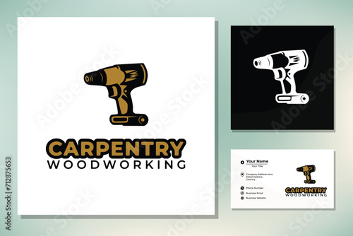 Vector logo of carpentry workshop and woodwork