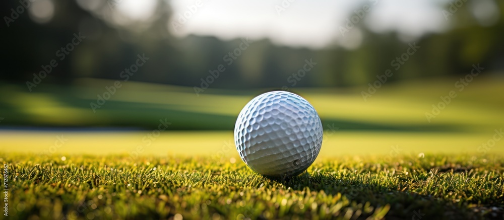 close up of golf ball with blurred background close up of golf ball with blurred background