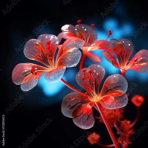 AI Generated Geranium scarlet Flower neon Color illustration photo