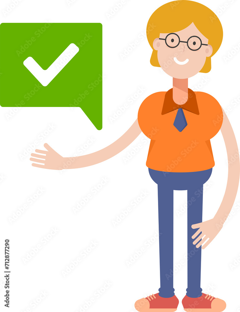 Geeky Girl Character and Check Mark
Geeky Girl Character and Check Mark