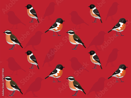 Bird Stonechat Cute Seamless Wallpaper Background