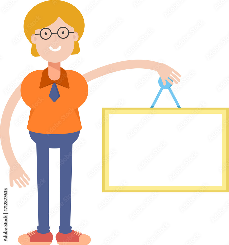 Geeky Girl Character Holding Blank Signage
Geeky Girl Character Holding Blank Signage