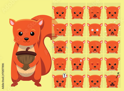 Squirrel Cartoon Emotion faces Vector Illustration