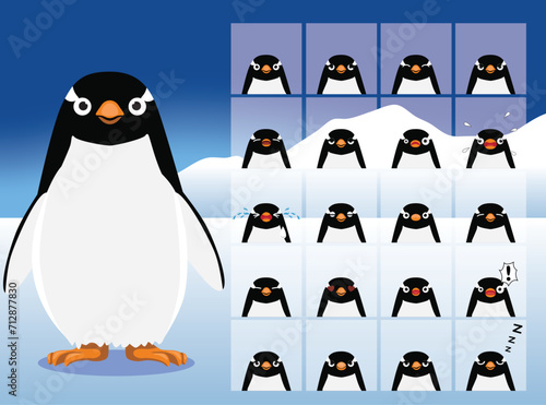 Gentoo Penguin Cartoon Emotion faces Vector Illustration