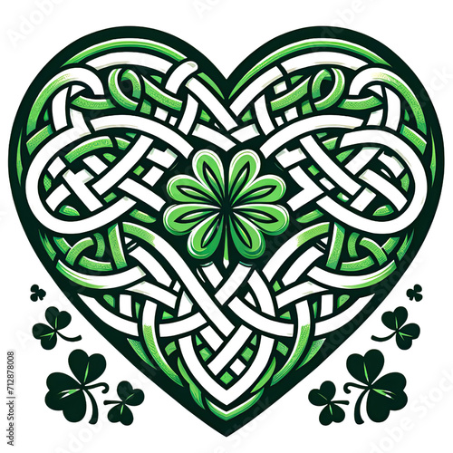 Celtic Knot Heart Illustration in Green 