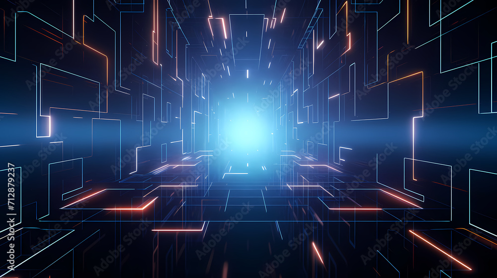 Obraz premium Abstract line art background, technological background