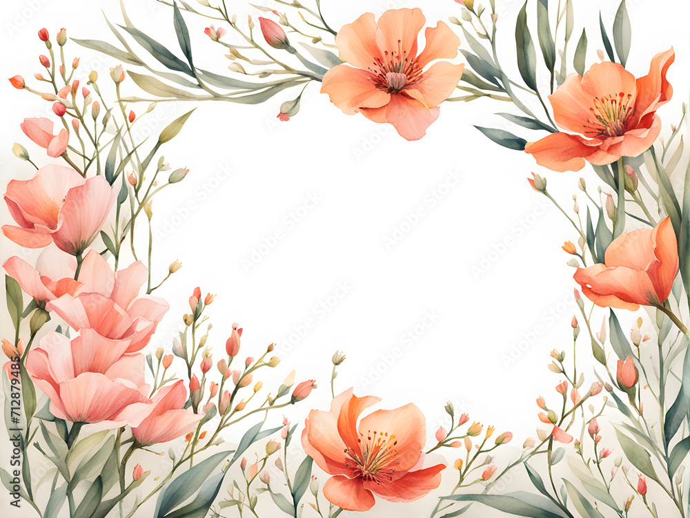 Obraz premium wax-flowers-arranged-in-a-delicate-floral-frame-minimalist-watercolor-illustration-trending